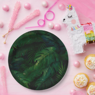 Tropical Rainforest Leafy Green Foliage Paper Plate
