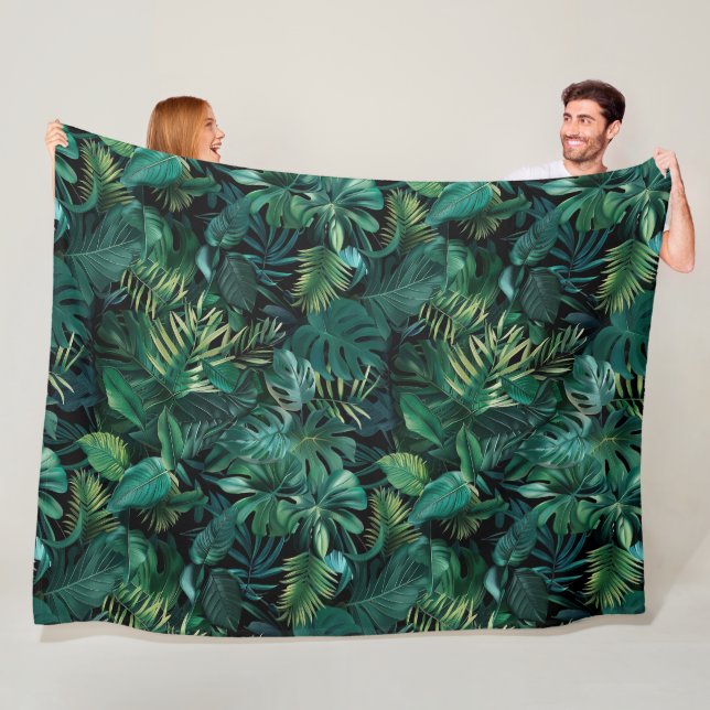 Tropical Rainforest Leaves Fleece Blanket (In Situ)