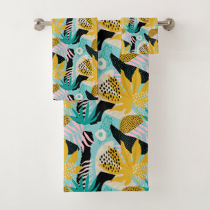 Tropical Rainforest Leaves Pattern Bath Towel Set