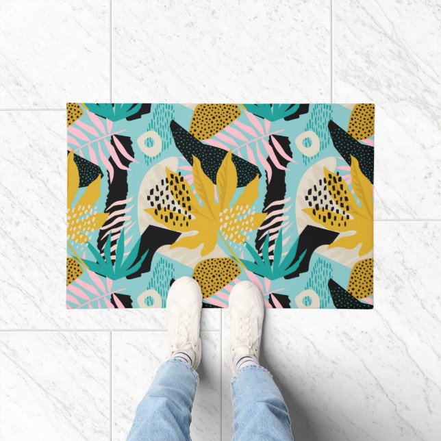 Tropical Rainforest Leaves Pattern Doormat (Indoor)