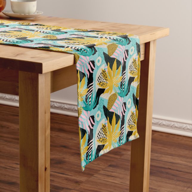 Tropical Rainforest Leaves Pattern Medium Table Runner (In Situ)