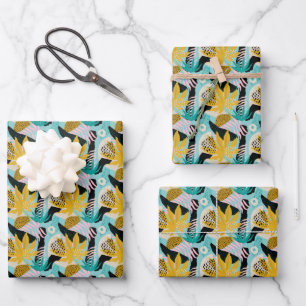 Tropical Rainforest Leaves Pattern Wrapping Paper Sheet