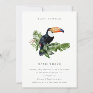 Tropical Rainforest Toucan Baby Shower Invite