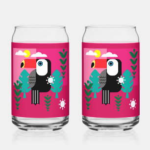 Tropical Rainforest Toucan Can Glass