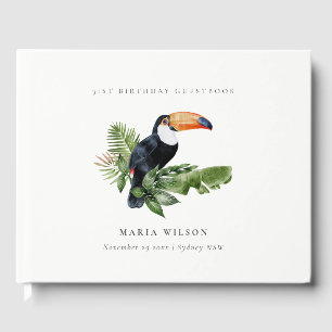 Tropical Rainforest Toucan Fauna Any Age Birthday Guest Book