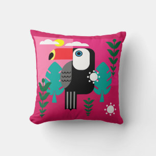 Tropical Rainforest Toucan Throw Pillow