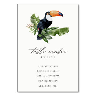 Tropical Rainforest Toucan Wedding Seating Chart Table Number