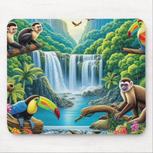 Tropical Rainforest Waterfall Mouse Pad