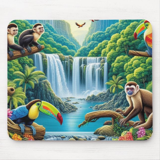 Tropical Rainforest Waterfall Mouse Pad (Front)