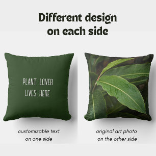 Tropical rainy Dark Green Leaves, Plant Lover Throw Pillow