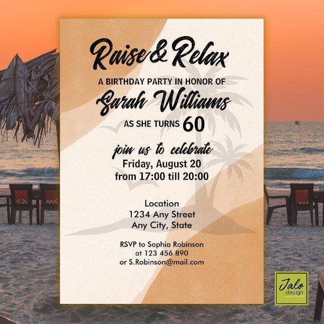 Tropical Raise & Relax 60th Birthday Party Invitation (Creator Uploaded)