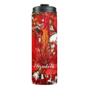 Tropical Red Floral Flowers Elegant Personalize Thermal Tumbler