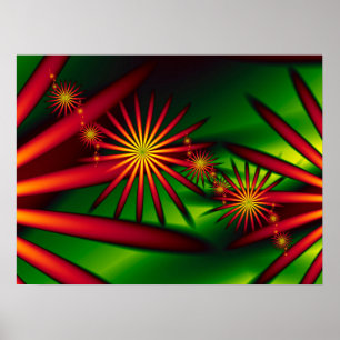 Tropical Red Flowers Poster
