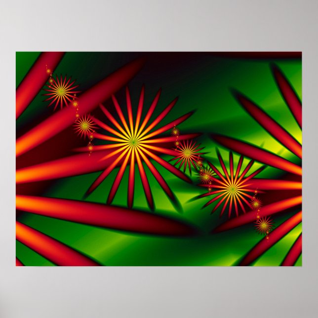 Tropical Red Flowers Poster (Front)