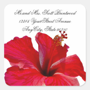 Tropical Red Hibiscus address labels