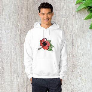 Tropical Red Hibiscus Flower with Green Leaves  Hoodie