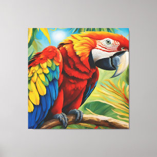 Tropical Red Macaw, Exotic Bird in Vibrant Colors  Canvas Print