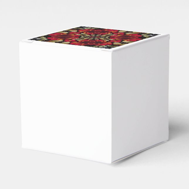 Tropical Red Mandala Kaleidoscope Favor Box (Front Side)