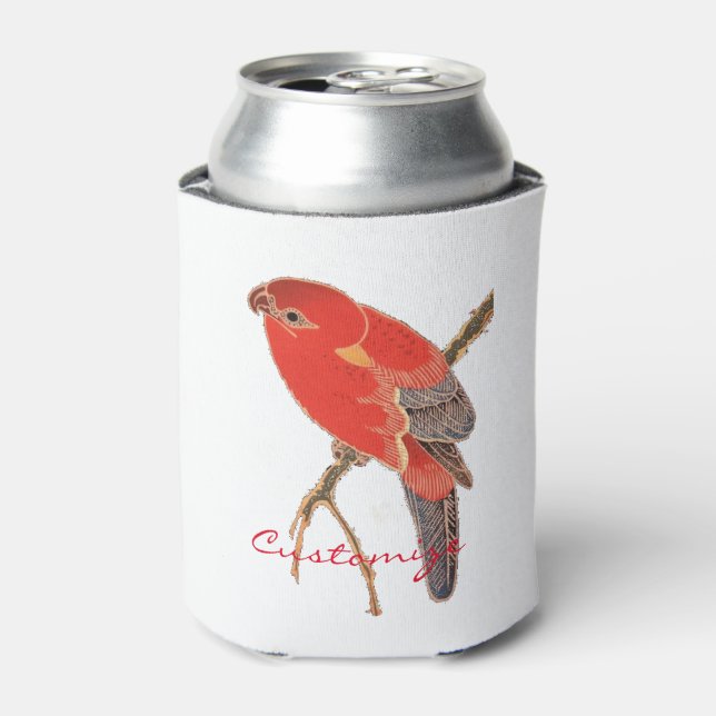 Tropical Red Parrot Thunder_Cove Can Cooler (Can Front)