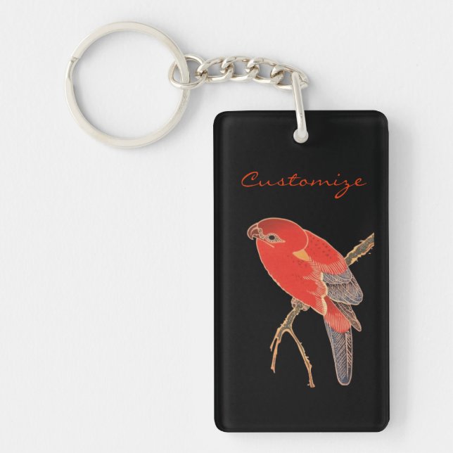 Tropical Red Parrot Thunder_Cove Keychain (Front)