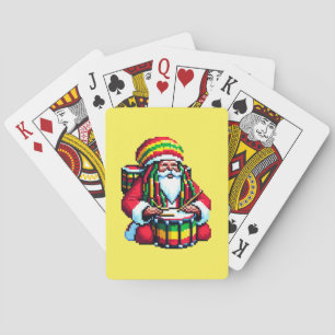 Tropical Reggae Santa - Christmas Drummer Art Playing Cards