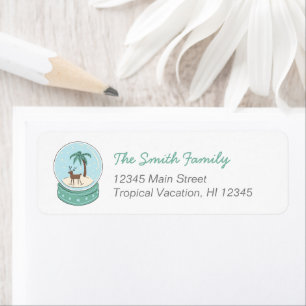 Tropical Reindeer Snow Globe Address Labels