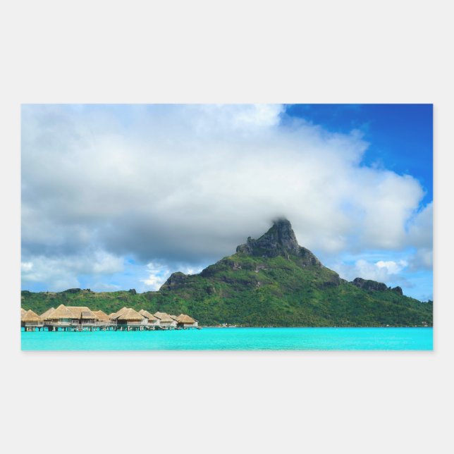 Tropical resort on Bora Bora rectangular sticker (Front)