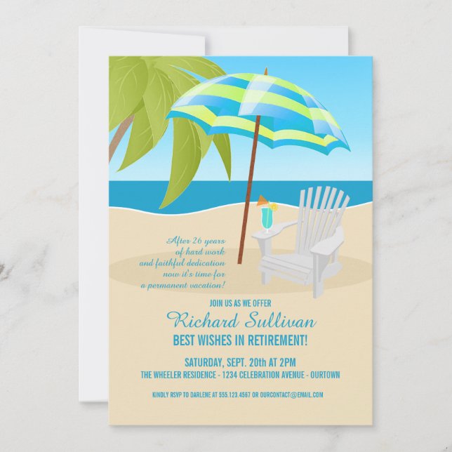 Tropical Retirement Party Invitations (Front)