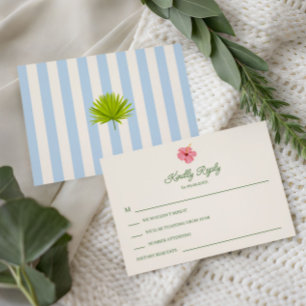 Tropical Retro Coastal Wedding Invitation, RSVP Card