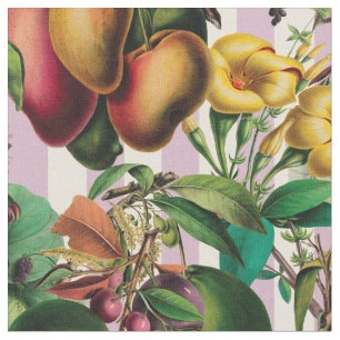 Tropical Retro Fruits and Flowers Fabric