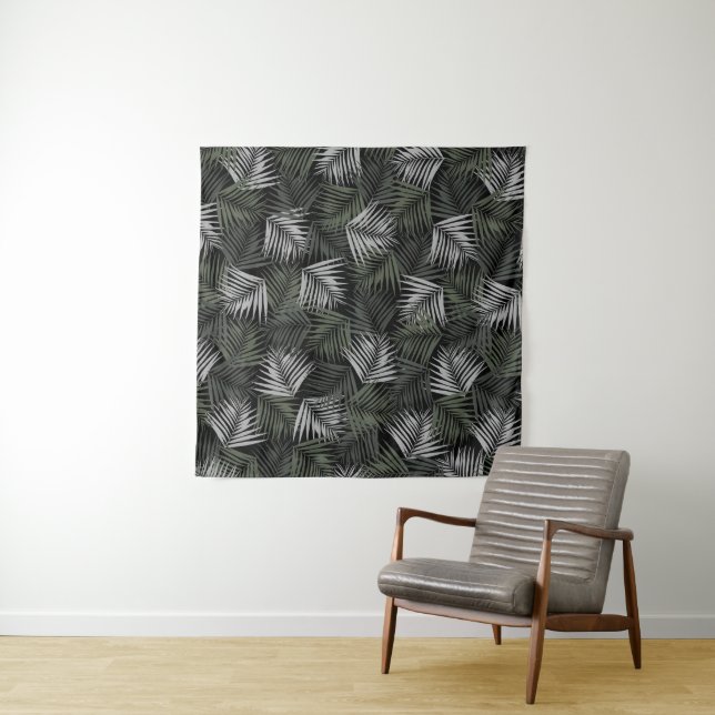 Tropical Retro Night Pattern #2 #palms #decor #art Tapestry (In Situ)
