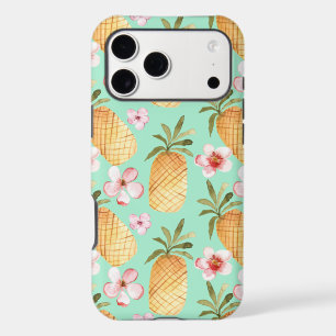 Tropical retro print on mint background