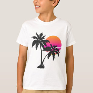 Tropical Retro Style Vintage Sunset Beach Palm Tre T-Shirt