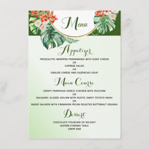 Tropical Ring 4.5" x 6.25" Flat Menu Card