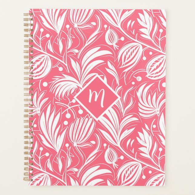 Tropical rose floral motif diamant Monogramme (Devant)