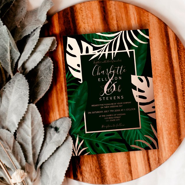 Tropical rose gold green leaf watercolor wedding (Creator Uploaded)
