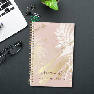 Tropical rose gold palm tree leaves abstract 2023 planner