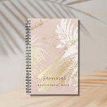 Tropical rose gold palm tree leaves abstract 2023 planner<br><div class="desc">An abstract tropical background in rose gold, pink and white. With white palm tree leaves, a rose gold and peach colored background with faux gold brush strokes. Personalize and add your name and a a title in dark rose gold. The name is written with a trendy hand lettered style script...</div>