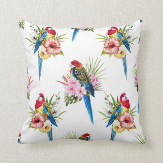 Tropical rosella bird pillow (White)