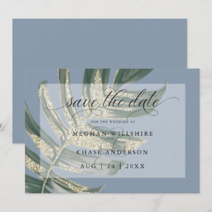 Tropical Rustic Watercolor Split Leaf Save The Dat Date