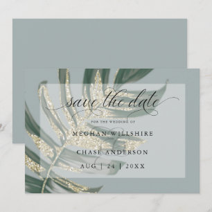 Tropical Rustic Watercolor Split Leaf Save The Dat Date