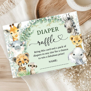 Tropical Safari Animals Baby Shower Diaper Raffle Enclosure Card
