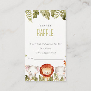 Tropical Safari Animals Diaper Raffle Baby Shower Enclosure Card