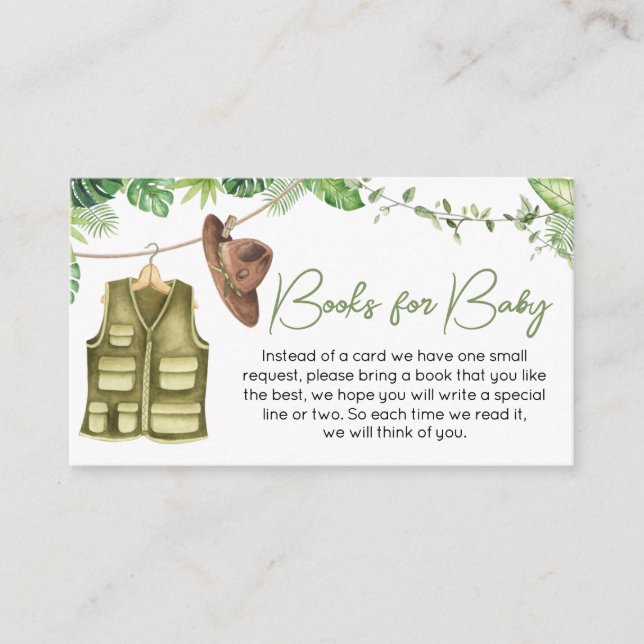 Tropical Safari Jungle Animals Books for Baby Enclosure Card (Front)