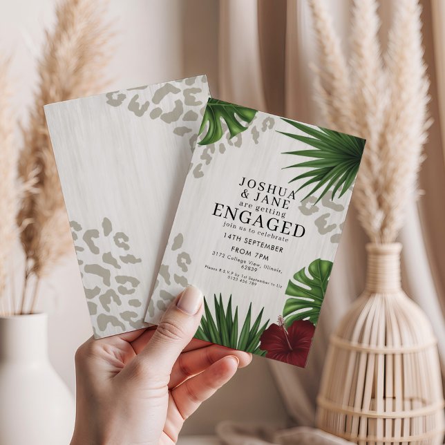 Tropical Safari Leopard Print Engagement  Invitation (Creator Uploaded)