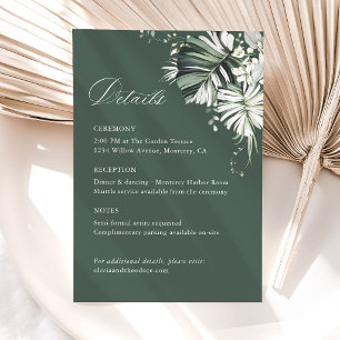 Tropical Sage Green Monstera Wedding Details, Info Enclosure Card