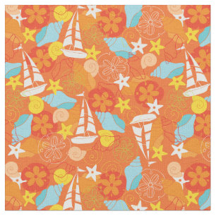 Tropical Sailboat Pattern Fabric