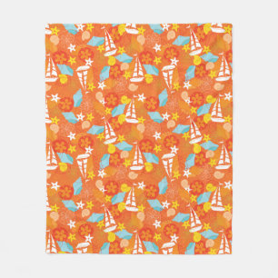 Tropical Sailboat Pattern Fleece Blanket