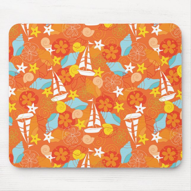 Tropical Sailboat Pattern Mouse Pad (Front)