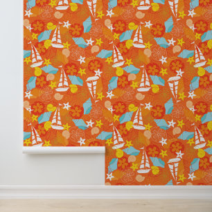 Tropical Sailboat Pattern Wallpaper
